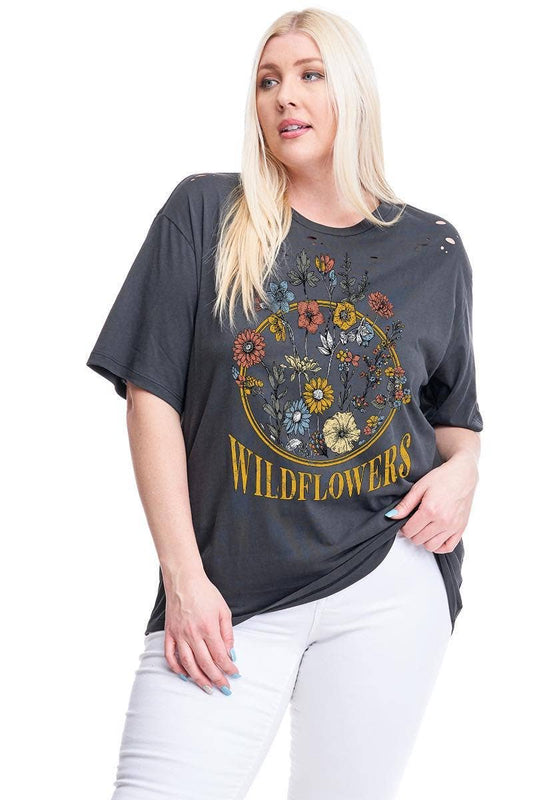 Wildflowers Vintage Graphic Plus Size Tee