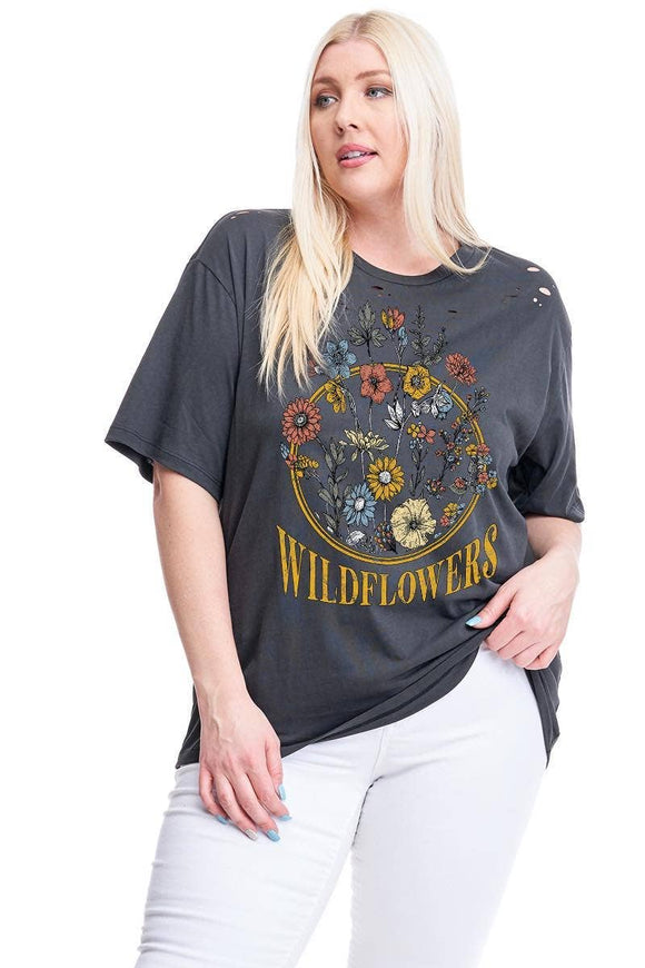Wildflowers Vintage Graphic Plus Size Tee