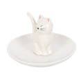 Sitting White Cat Face Ceramic Trinket Dish