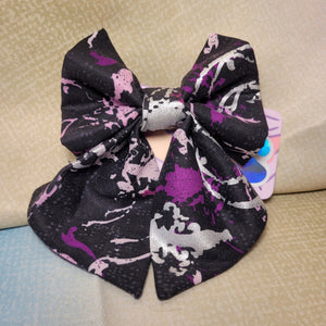 Purple Splatter Dog Bow Tie