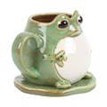 Frog Shaped Ceramic Mug and Lily Pad Saucer