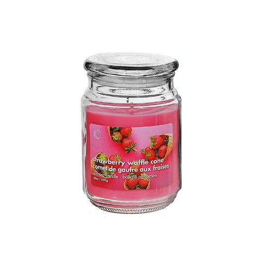 18 Oz Scented Jar With Glass Lid Strawberry Waffle Cone