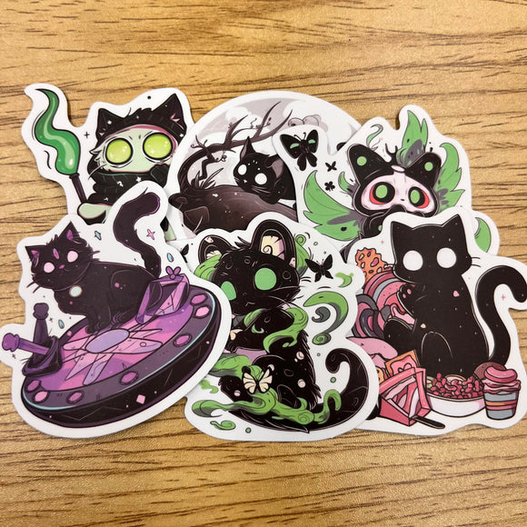 Witchy Cats Sticker 6 pack