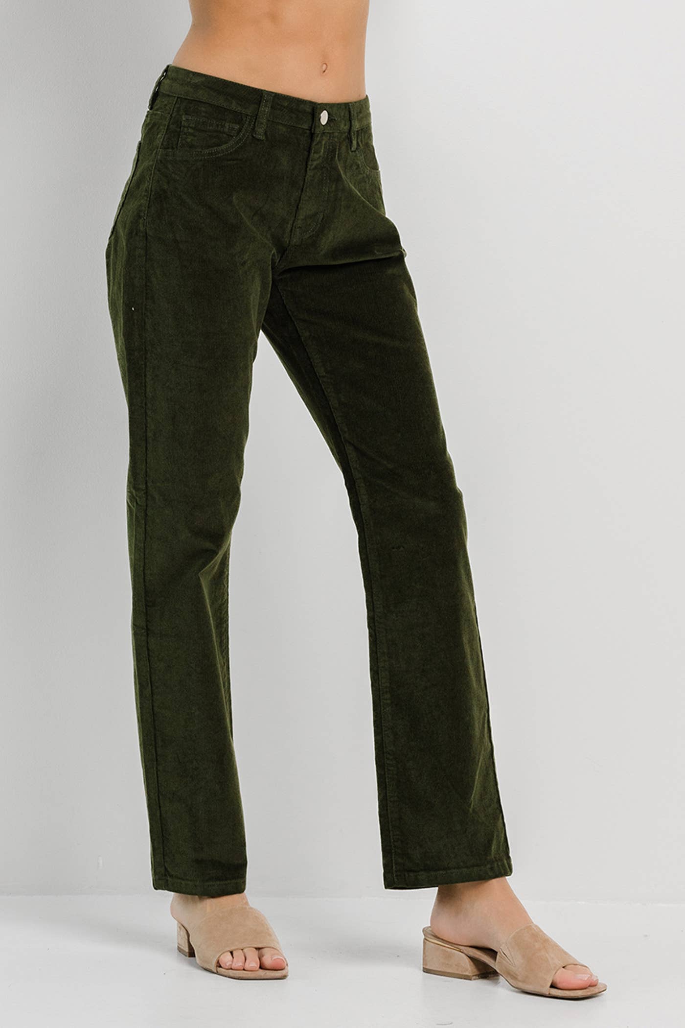 Olive Corduroy Straight Pants
