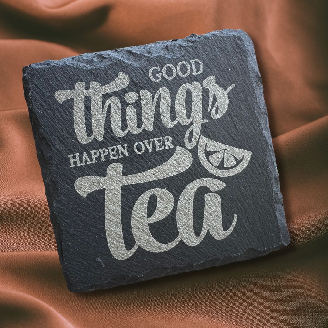 Tea Themed Slate Coaster Set