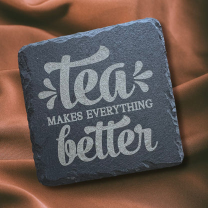 Tea Themed Slate Coaster Set