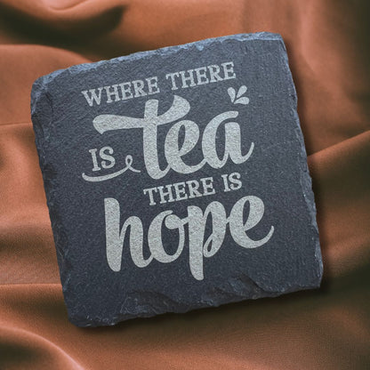 Tea Themed Slate Coaster Set