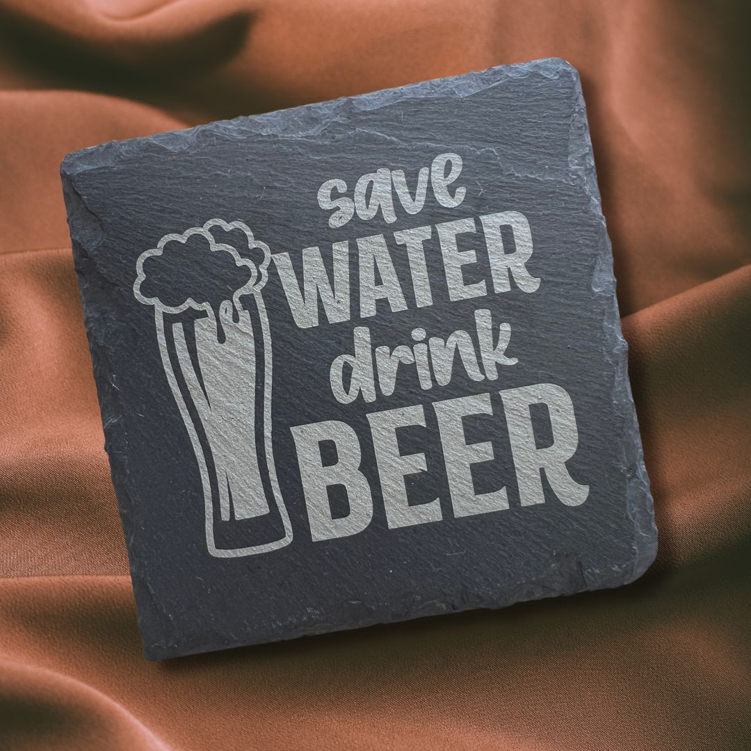 Beer Themed Slate Coaster Set