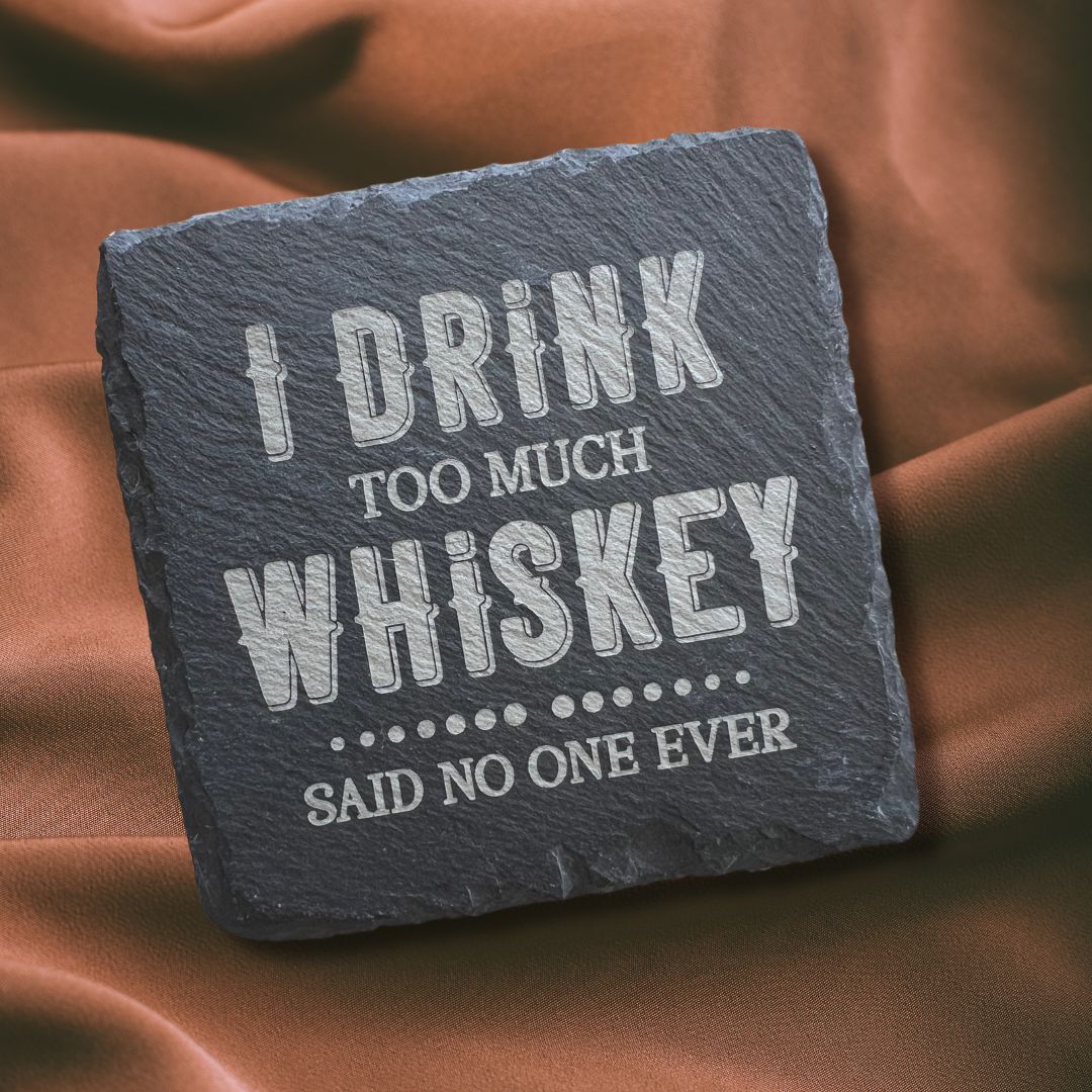 Whiskey Themed Slate Coaster Set