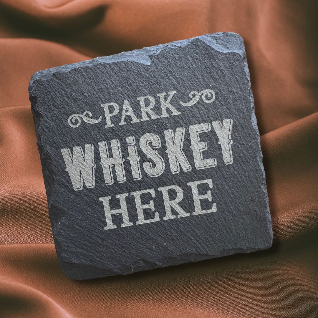 Whiskey Themed Slate Coaster Set
