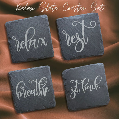 Relax Slate Coaster Set