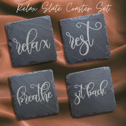 Relax Slate Coaster Set