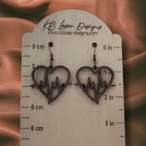 Assorted Heart Design Walnut Dangle Earrings