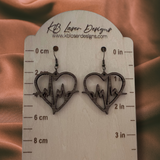 Assorted Heart Design Walnut Dangle Earrings