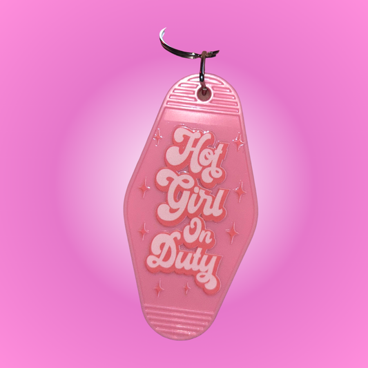 Hot Girl On Duty Motel Keychain