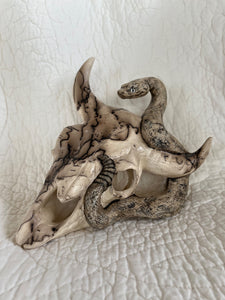 Horsehair Skull with Rattlesnake