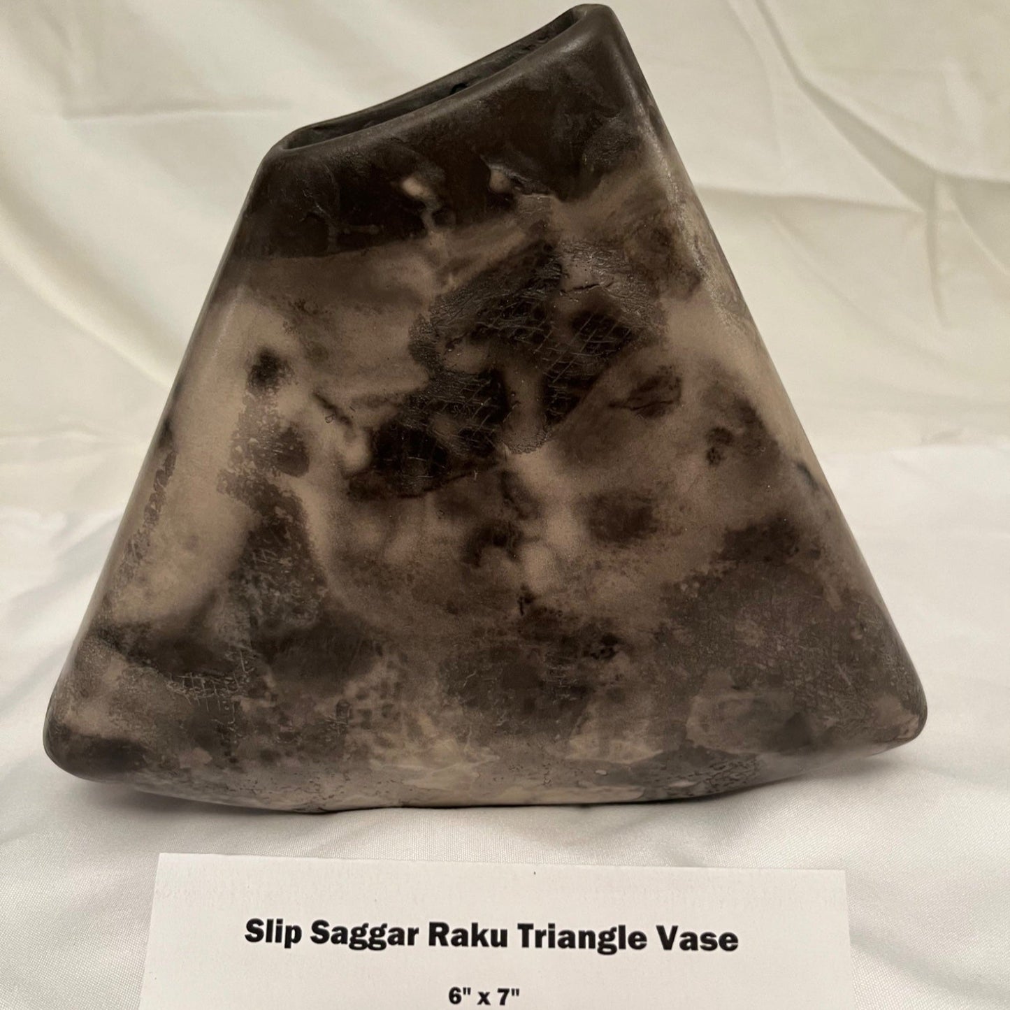 Slip Saggar Raku Triangle Vase