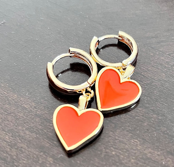 14x17mm Gold Plated Enamel Heart Earring