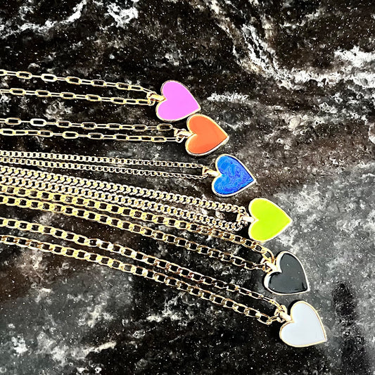 10x10mm gold plated enamel Heart Necklace