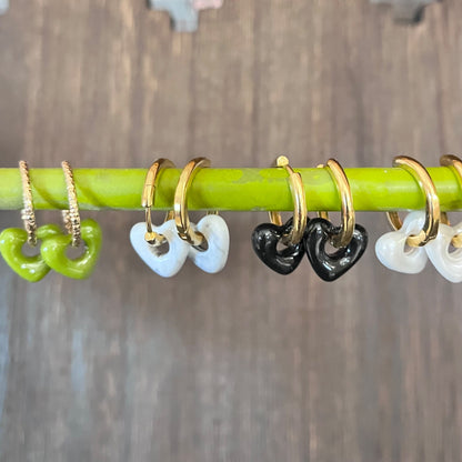 Resin Heart Hoop Earrings