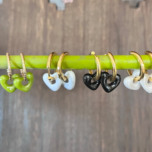 Resin Heart Hoop Earrings