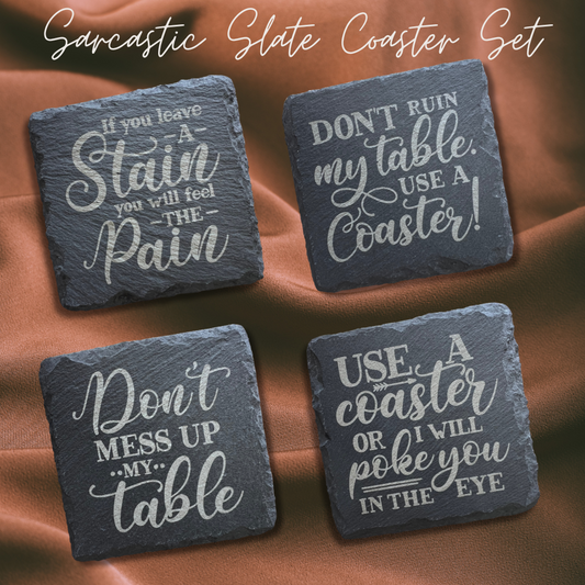 Sarcastic Slate Coaster Set