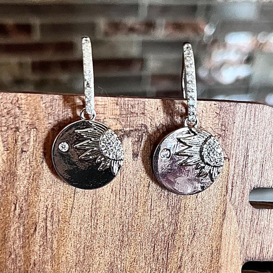 Silver Sunflower Earrings