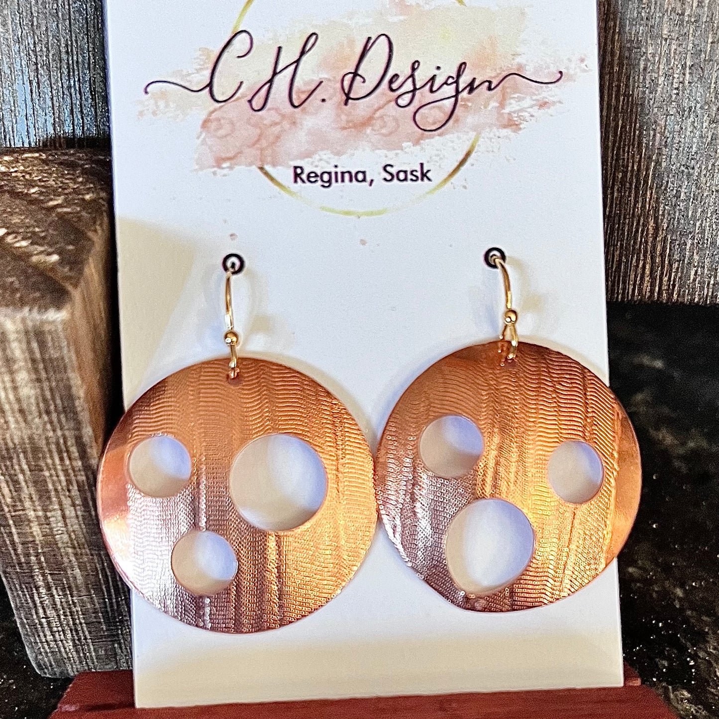 Round Copper Cutout Earring