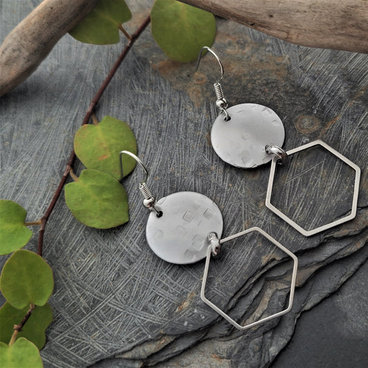 Hexagon Earrings Silver