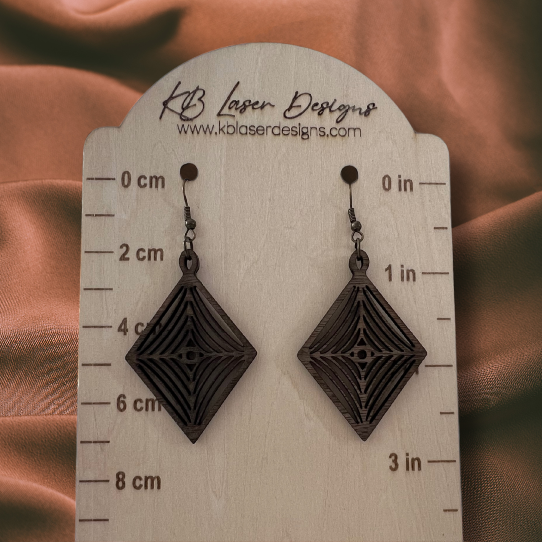 Assorted Diamond Design Walnut Dangle Earrings