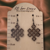 Assorted Diamond Design Walnut Dangle Earrings