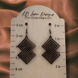 Assorted Diamond Design Walnut Dangle Earrings