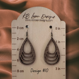 Assorted Geometric Design Walnut Dangle Earrings