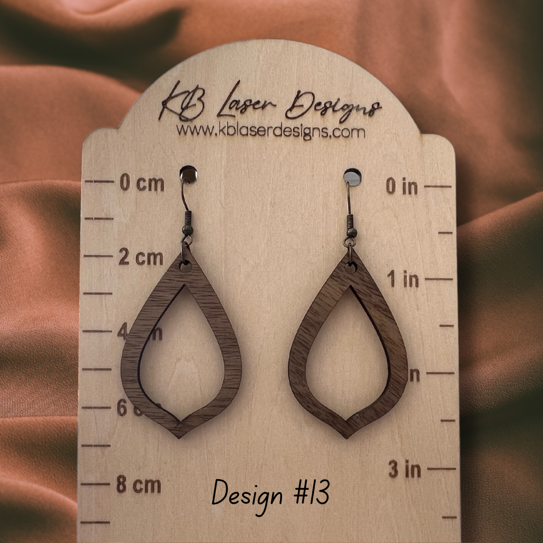 Assorted Geometric Design Walnut Dangle Earrings