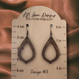 Assorted Geometric Design Walnut Dangle Earrings