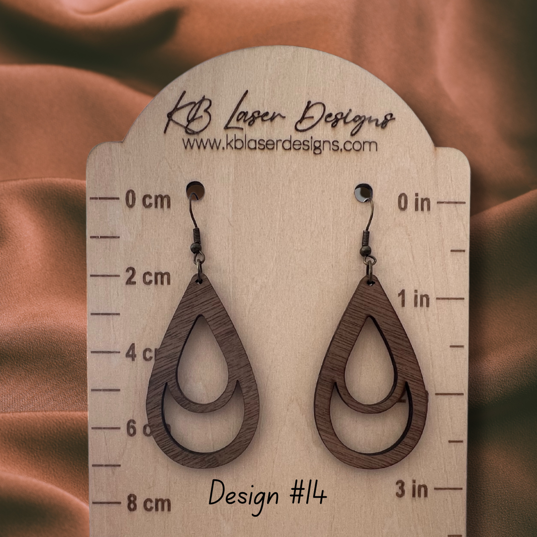 Assorted Geometric Design Walnut Dangle Earrings