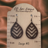 Assorted Geometric Design Walnut Dangle Earrings