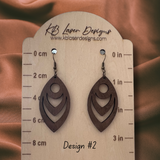 Assorted Geometric Design Walnut Dangle Earrings