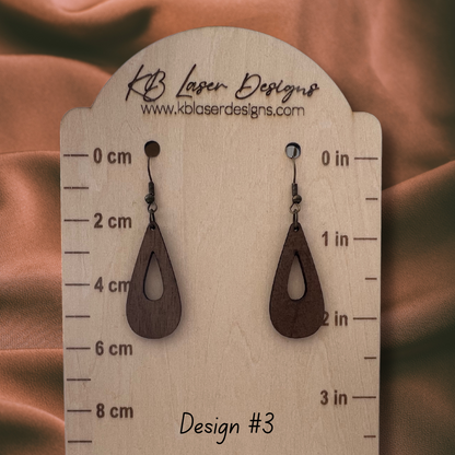 Assorted Geometric Design Walnut Dangle Earrings