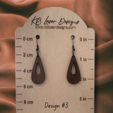 Assorted Geometric Design Walnut Dangle Earrings