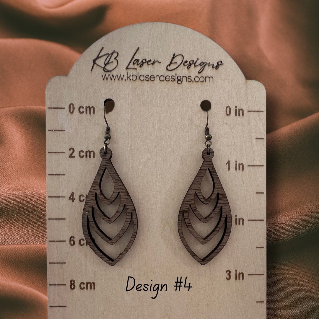 Assorted Geometric Design Walnut Dangle Earrings