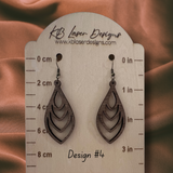 Assorted Geometric Design Walnut Dangle Earrings