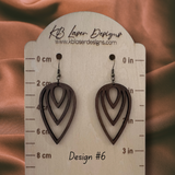 Assorted Geometric Design Walnut Dangle Earrings