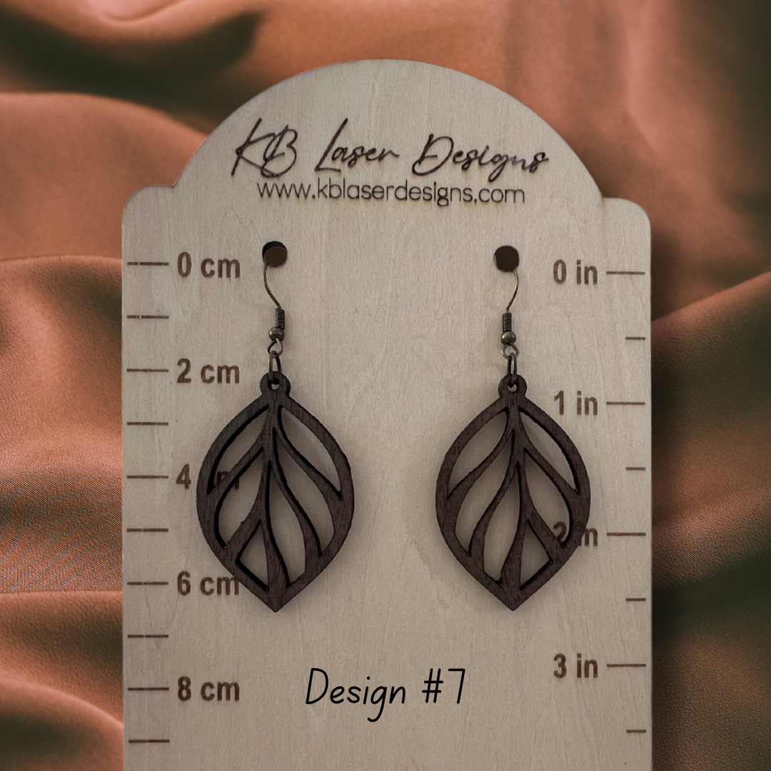 Assorted Geometric Design Walnut Dangle Earrings