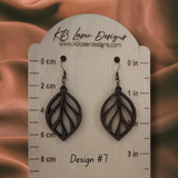 Assorted Geometric Design Walnut Dangle Earrings