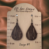 Assorted Geometric Design Walnut Dangle Earrings