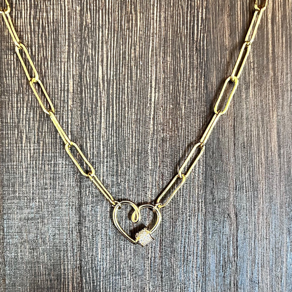 Paper clip  Heart Necklace