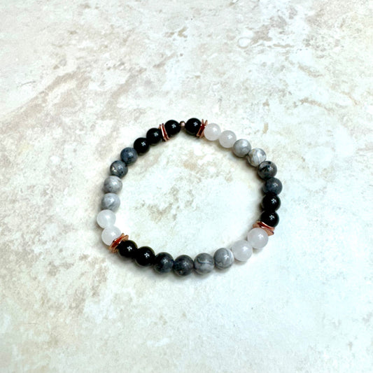 6" Quartz, Obsidian, & Labradorite Bracelet