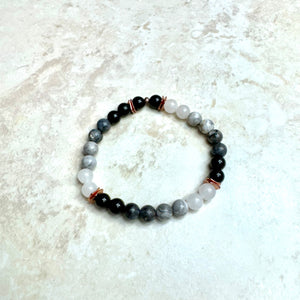 6" Quartz, Obsidian, & Labradorite Bracelet