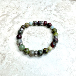 6.25" Dragon Blood Jasper & Amazonite Bracelet